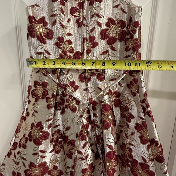 Formal Floral  Halter Dress with Red and Gold Accents Girl 6 - Picture 2 of 6